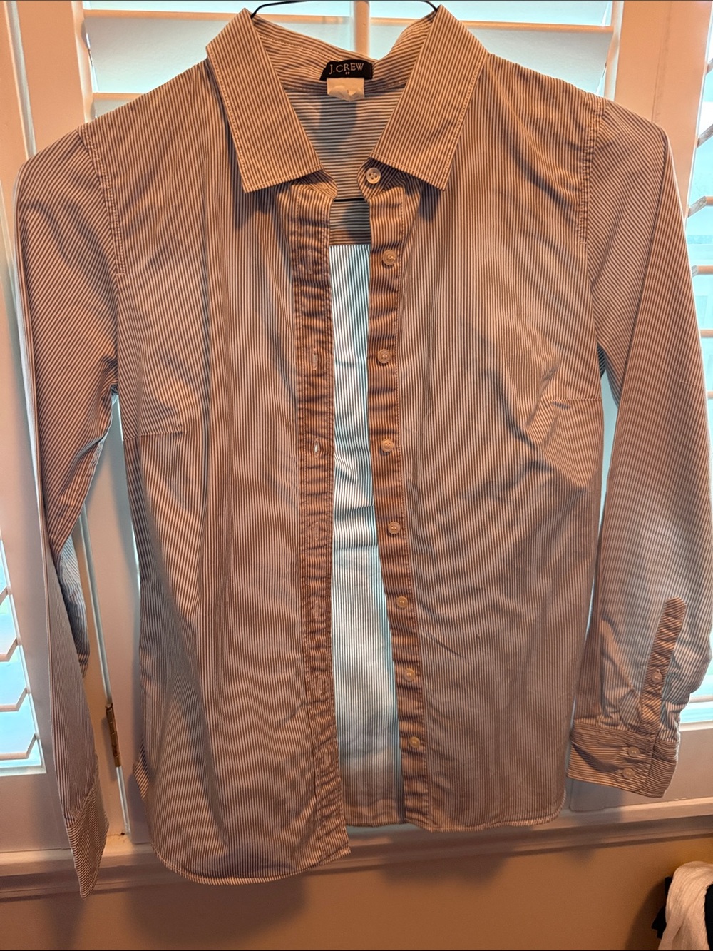 J. Crew women’s grey Pinstripe Button-Down Shirt